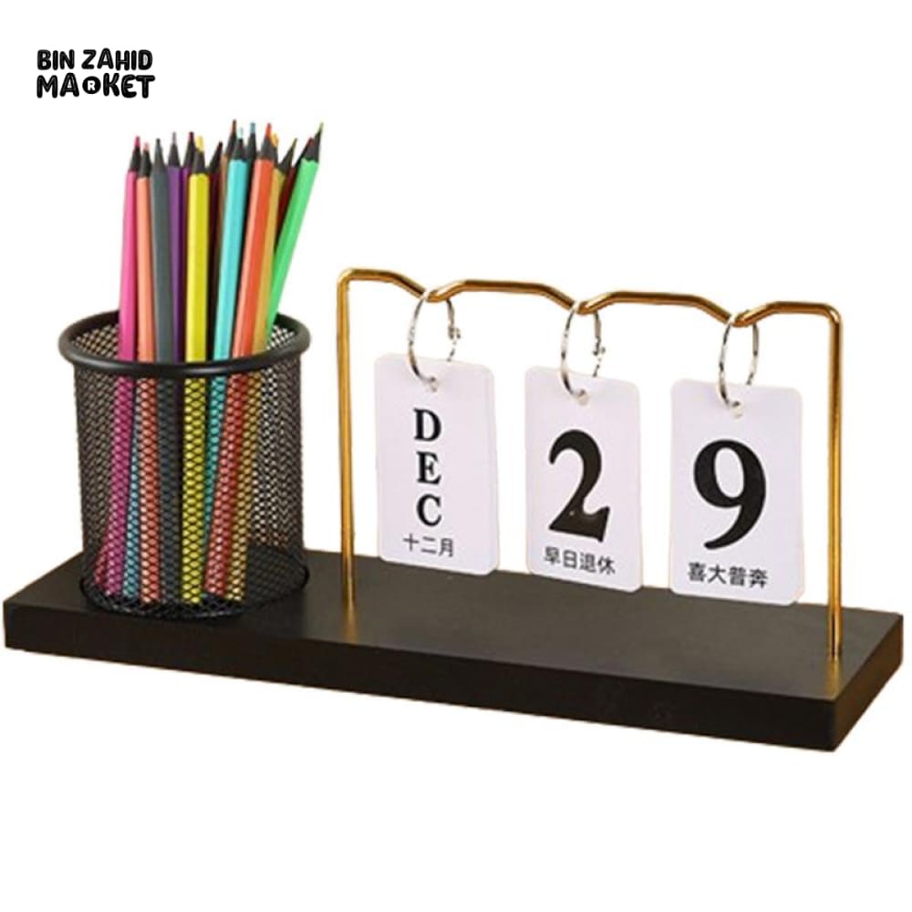 DESK CALENDAR HOLDER DECOR PERPETUAL DESKTOP CALENDAR BLOCK CALENDAR REUSABLE SIMPLE DESKTOP ORNAMENTS MULTIFUNCTIONAL IRON