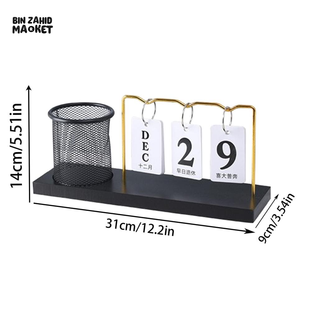 DESK CALENDAR HOLDER DECOR PERPETUAL DESKTOP CALENDAR BLOCK CALENDAR REUSABLE SIMPLE DESKTOP ORNAMENTS MULTIFUNCTIONAL IRON