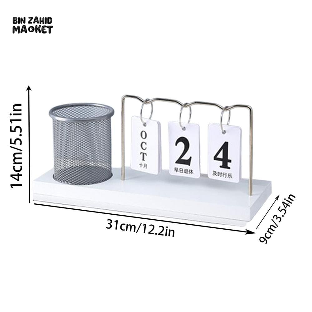 DESK CALENDAR HOLDER DECOR PERPETUAL DESKTOP CALENDAR BLOCK CALENDAR REUSABLE SIMPLE DESKTOP ORNAMENTS MULTIFUNCTIONAL IRON