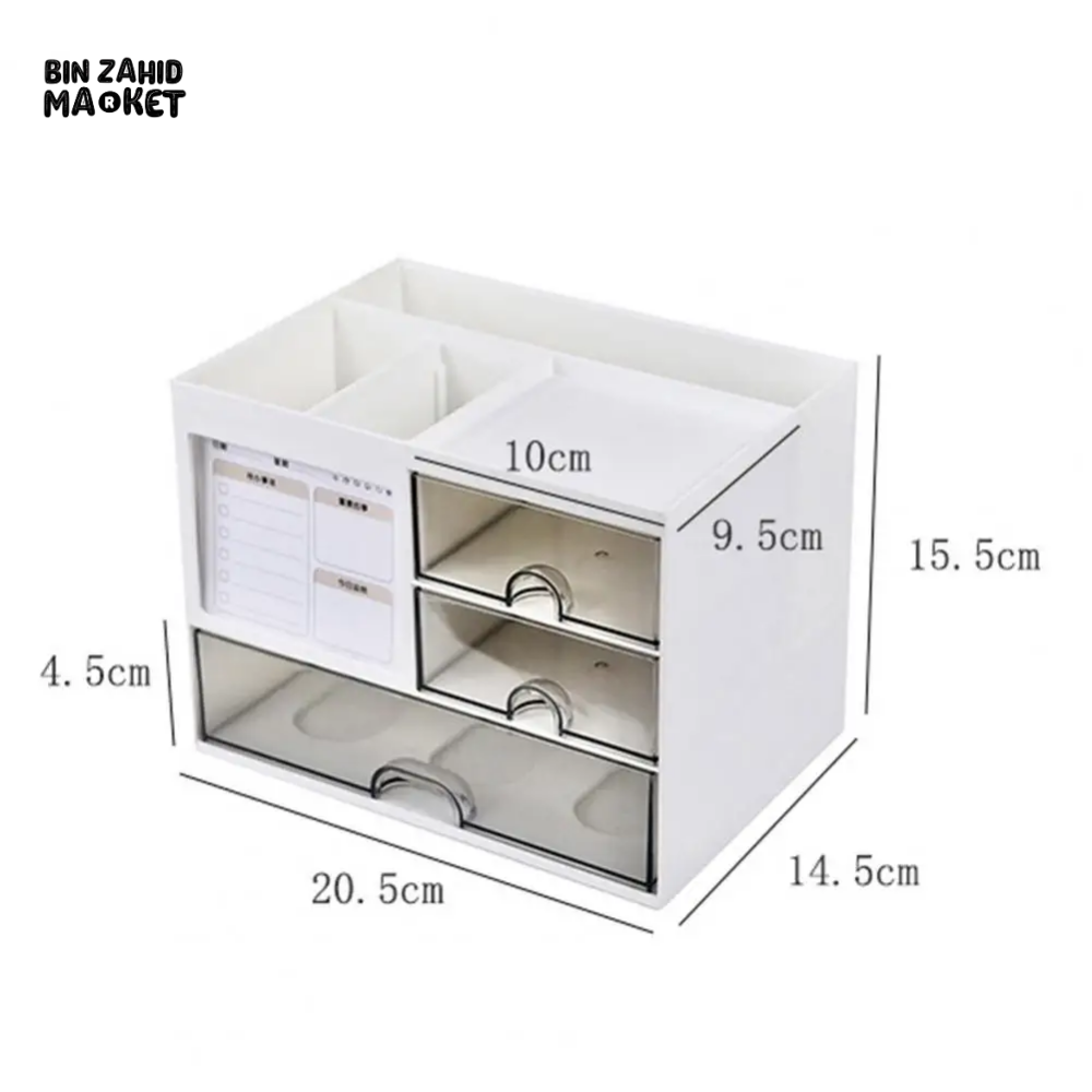 DESKTOP ORGANIZER DRAWER BOX WITH PEN HOLDER STORAGE CASE FOR OFFICE SCHOOL HOME