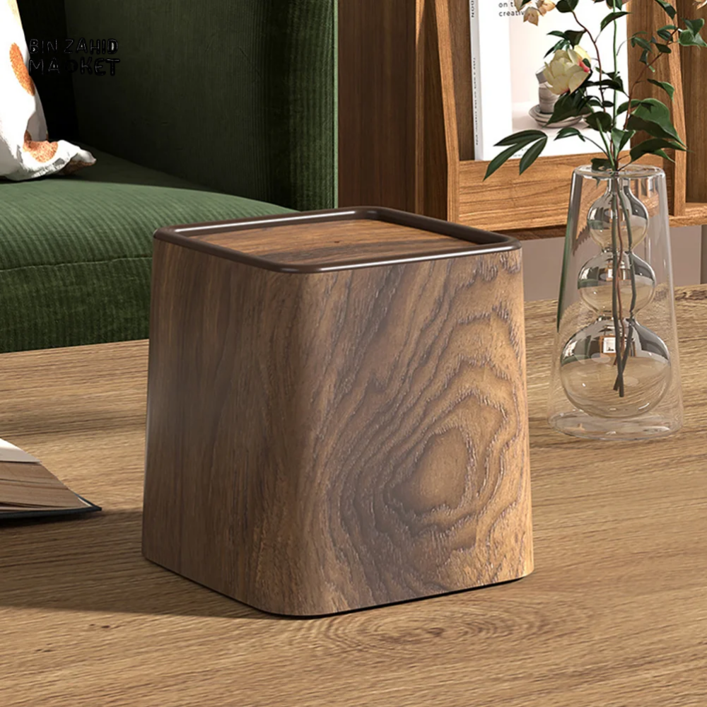 DESKTOP TRASH CAN OFFICE SMALL GARBAGE RETRO WOODEN WASTEBASKET