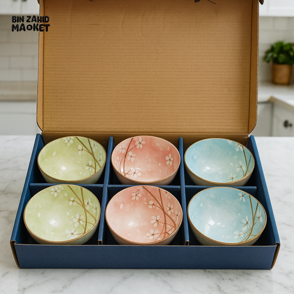 DESSERT & SNACK BOWLS – CERAMIC 6-PIECE SAKURA FLOWER SET