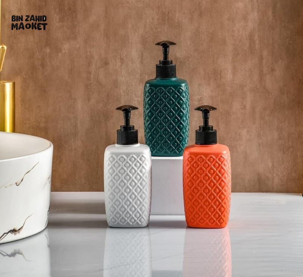 DIAMOND PATTERN SOAP DISPENSER – PREMIUM BATHROOM LOTION & HANDWASH BOTTLE