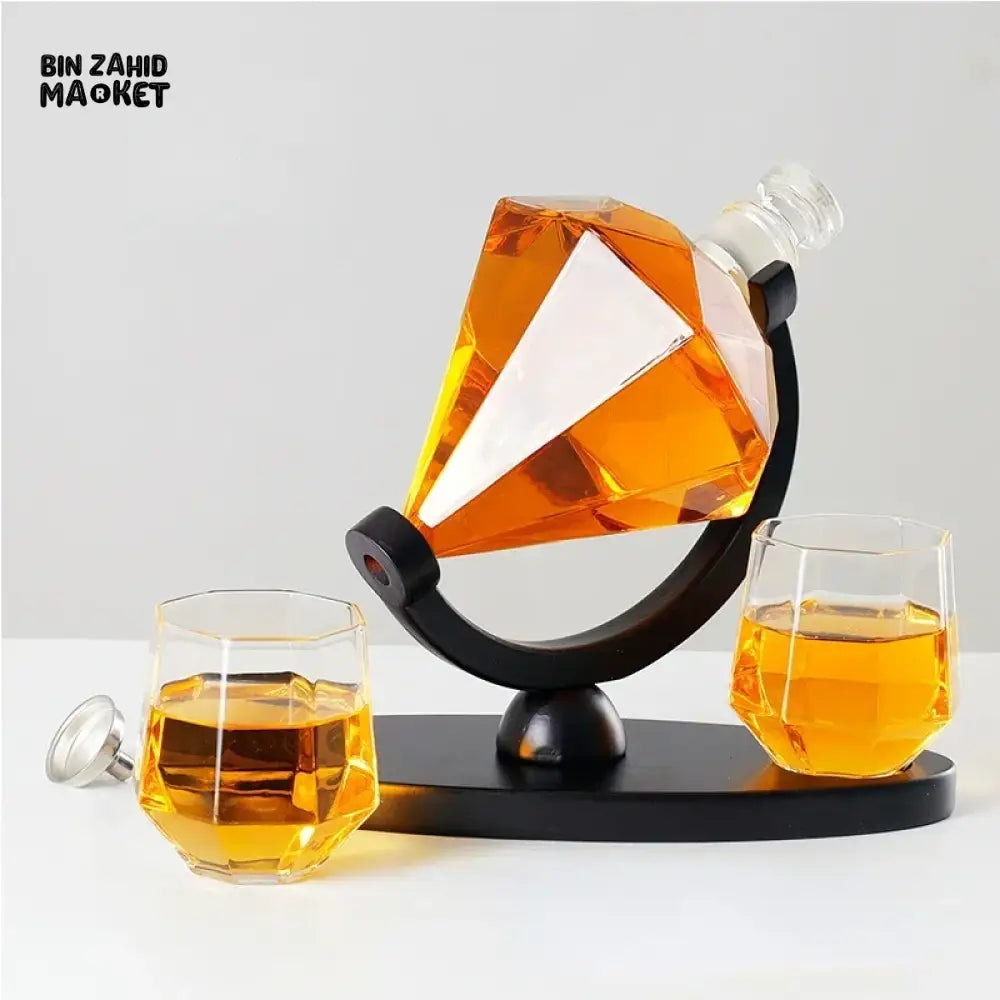 DIAMOND-SHAPED GLASS DECANTER – HIGH BOROSILICATE TRANSPARENT BOTTLE