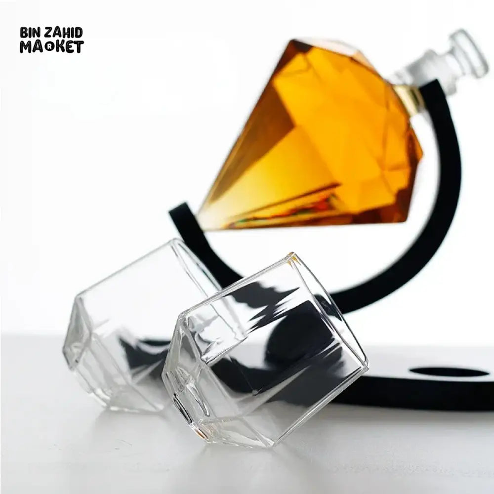 DIAMOND-SHAPED GLASS DECANTER – HIGH BOROSILICATE TRANSPARENT BOTTLE