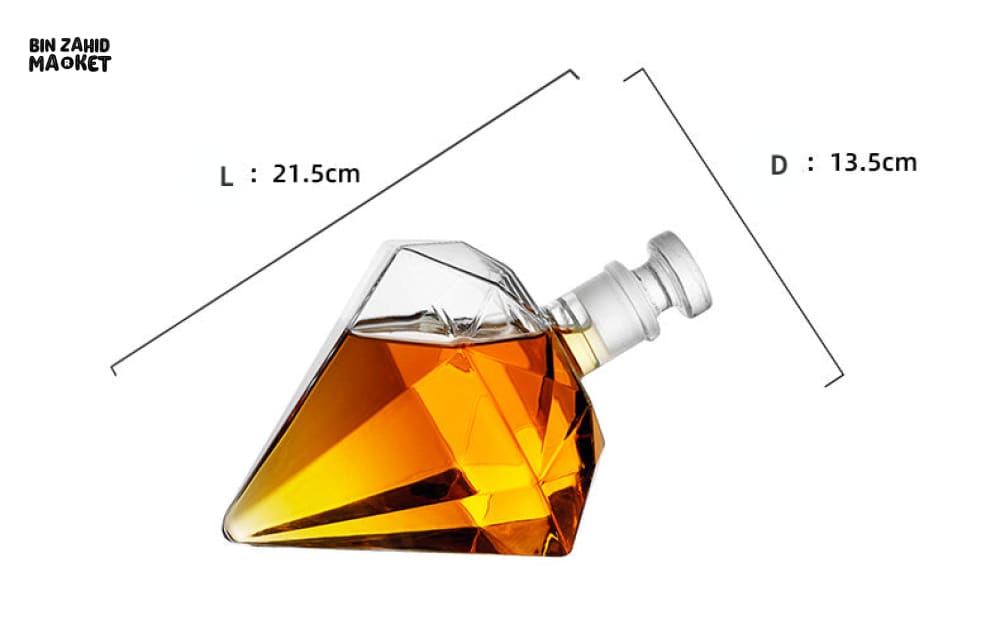 DIAMOND-SHAPED GLASS DECANTER – HIGH BOROSILICATE TRANSPARENT BOTTLE