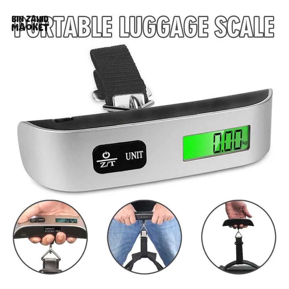 DIGITAL LUGGAGE SCALE 50KG/110LB | PORTABLE HANDHELD HANGING SCALE FOR TRAVEL & SUITCASE WEIGHT MEASUREMENT