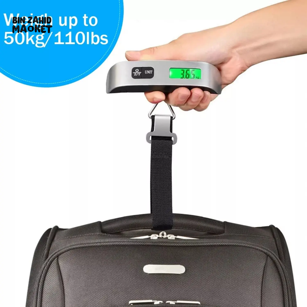 DIGITAL LUGGAGE SCALE 50KG/110LB | PORTABLE HANDHELD HANGING SCALE FOR TRAVEL & SUITCASE WEIGHT MEASUREMENT