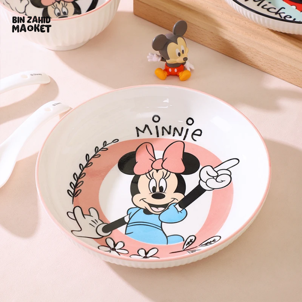 DISNEY 8-PIECS TABLEWARE GIFT SET — INCLUDES CUTE STRIPED BOWLS CHOPSTICKS & CERAMIC PLATES PERFECT FOR KIDS AND DISNEY LOVERS - DONALD DUCK & DAISY DUCK SET
