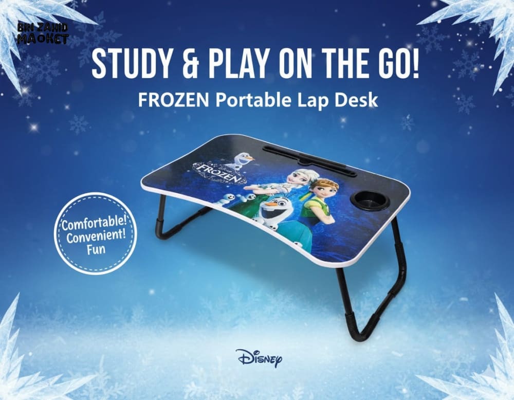 DISNEY FROZEN CHILDREN’S LAPTOP DESK – PORTABLE STUDY TABLE WITH CUP HOLDER