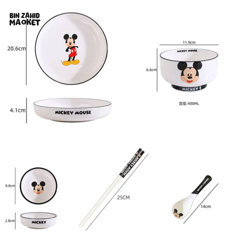 DISNEY MICKEY CERAMIC 6 PIECES BOWL SET - MICKEY MOUSE