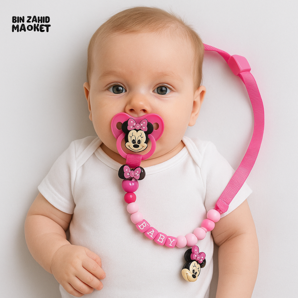 DISNEY MICKEY FRIEND SILICONE PACIFIER CLIP SET FOR BABIES MINNIE