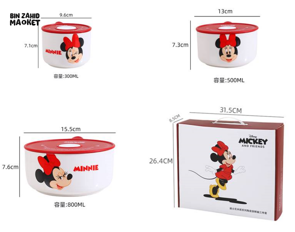 DISNEY MICKEY & FRIENDS AIRTIGHT CERAMIC STORAGE BOWLS SET WITH LIDS - DONALD