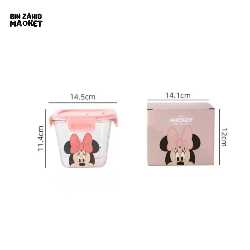 DISNEY MICKEY & FRIENDS AIRTIGHT GLASS FOOD STORAGE BOX – 900ML