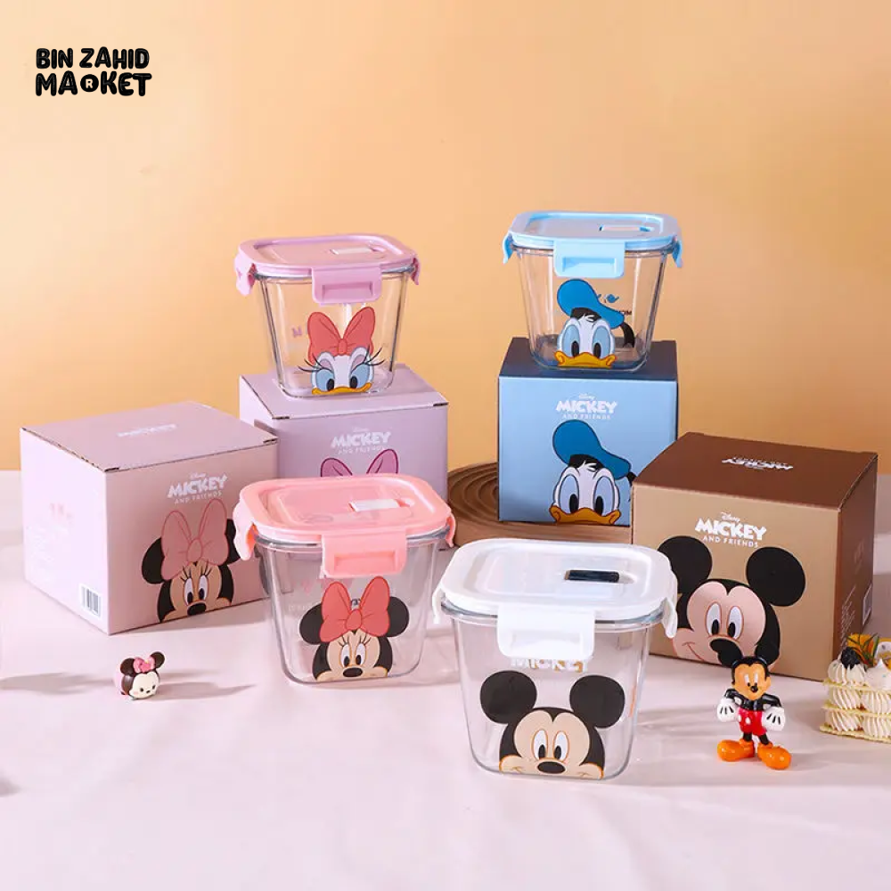 DISNEY MICKEY & FRIENDS AIRTIGHT GLASS FOOD STORAGE BOX 900ML - MINNIE MOUSE