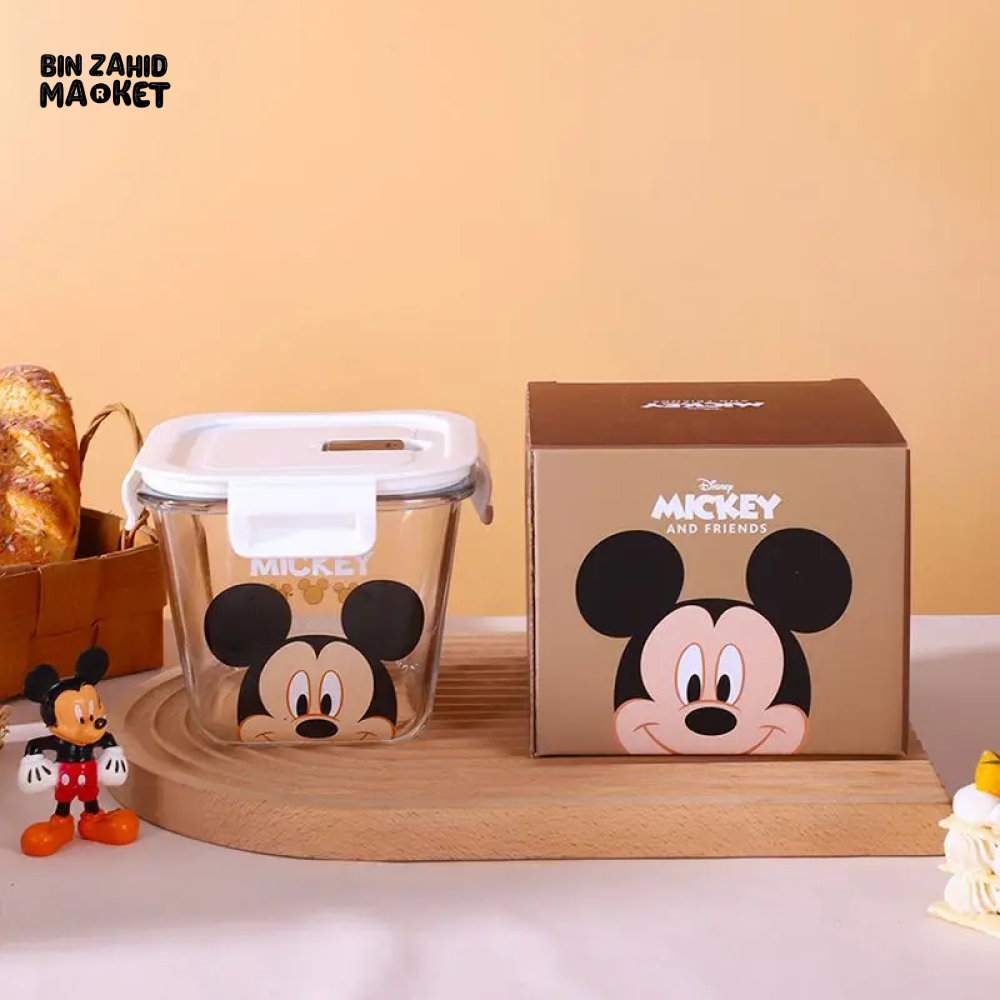 DISNEY MICKEY & FRIENDS AIRTIGHT GLASS FOOD STORAGE BOX 900ML - MINNIE MOUSE