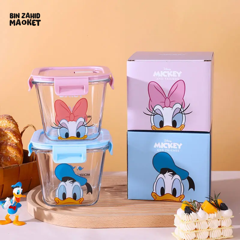 DISNEY MICKEY & FRIENDS AIRTIGHT GLASS FOOD STORAGE BOX 900ML - MICKEY MOUSE