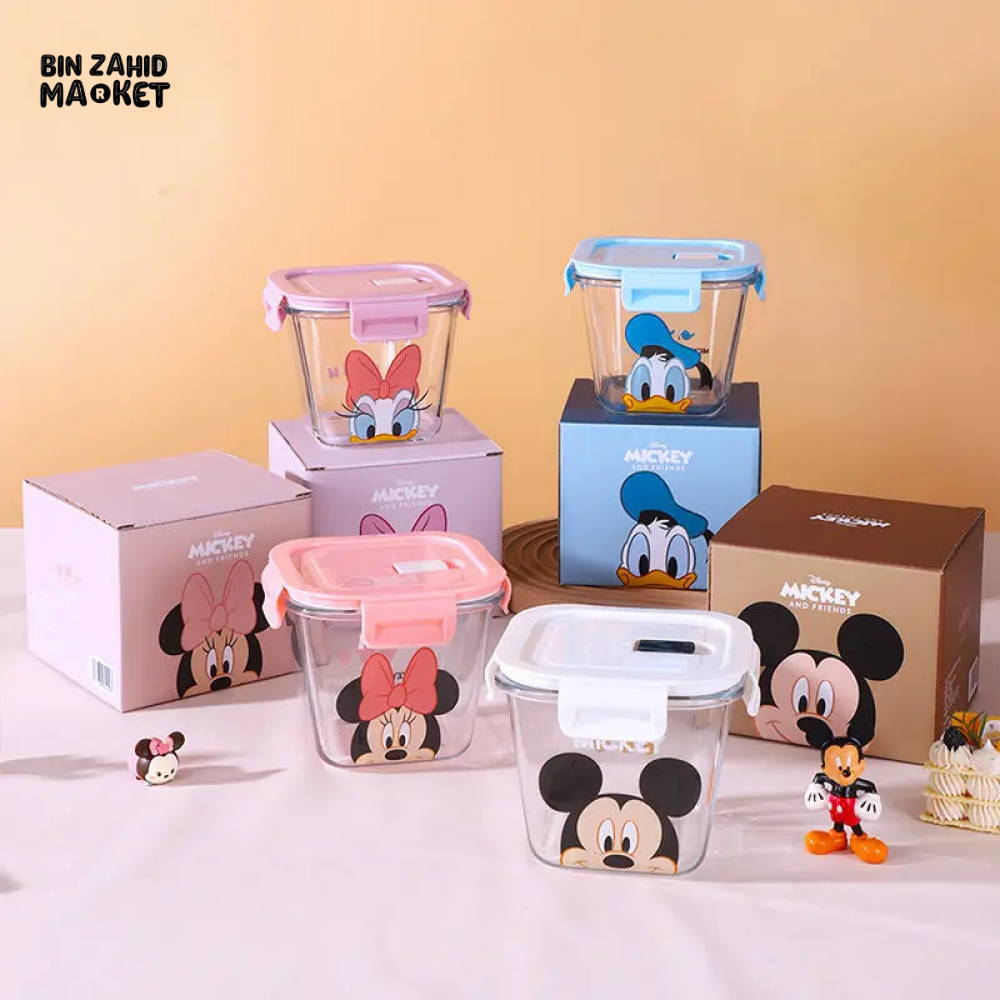 DISNEY MICKEY & FRIENDS AIRTIGHT GLASS FOOD STORAGE BOX 900ML - MICKEY MOUSE