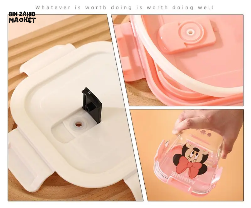 DISNEY MICKEY & FRIENDS AIRTIGHT GLASS FOOD STORAGE BOX 900ML - MICKEY MOUSE