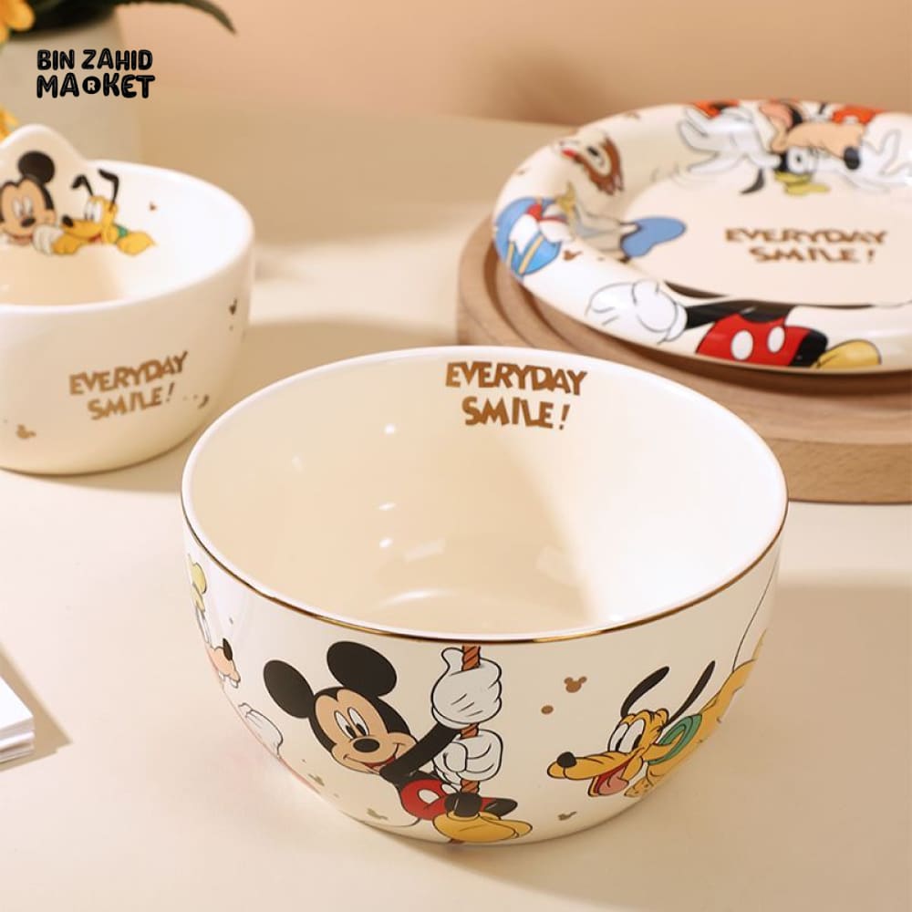 DISNEY MICKEY & FRIENDS CERAMIC TABLEWARE SET – 6PCS PLATE, BOWL & MUG COMBO
