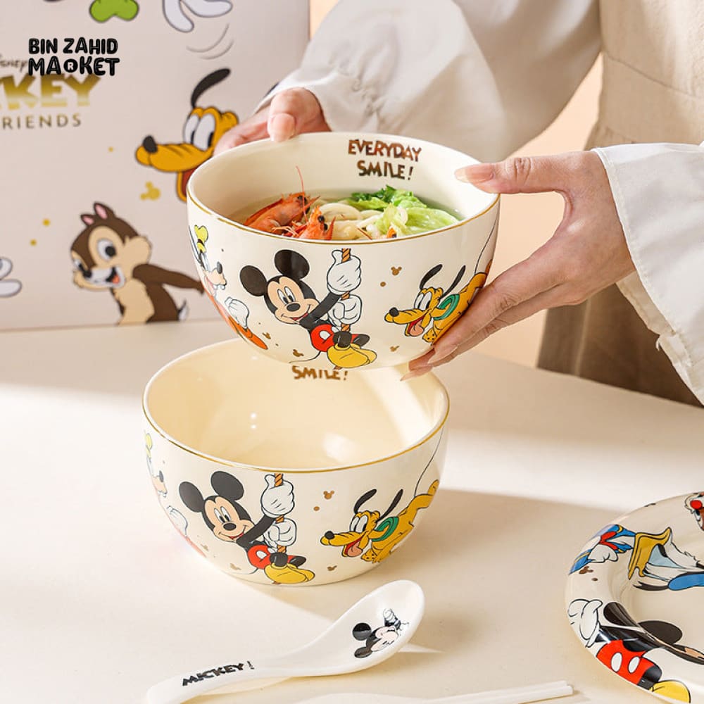 DISNEY MICKEY & FRIENDS CERAMIC TABLEWARE SET – 6PCS PLATE, BOWL & MUG COMBO