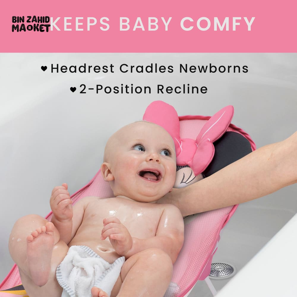 DISNEY MINNIE MOUSE BABY BATHER COMFORTABLE & SAFE INFANT BATH SEAT FOR NEWBORNS AND TODDLERS CHARACTER BATHING SUPPORT