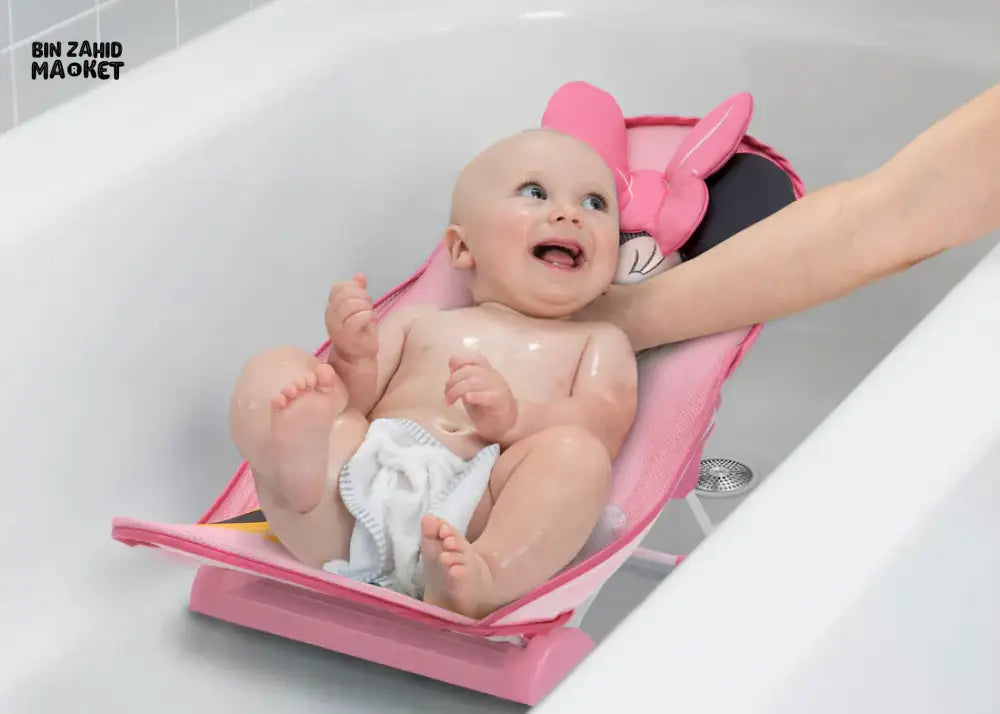 DISNEY MINNIE MOUSE BABY BATHER COMFORTABLE & SAFE INFANT BATH SEAT FOR NEWBORNS AND TODDLERS CHARACTER BATHING SUPPORT