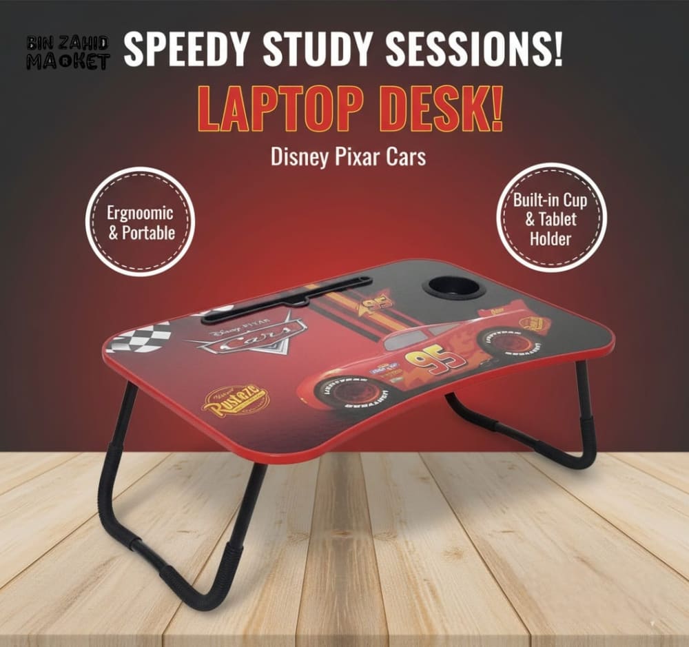 DISNEY PIXAR CARS CHILDREN’S LAP DESK – PORTABLE STUDY TABLE WITH CUP HOLDER