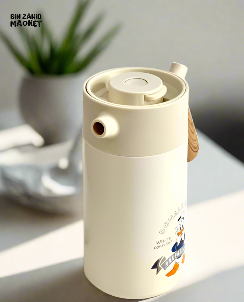 DISNEY STAINLESS STEEL VACUUM FLASK – THERMAL COFFEE POT WITH LID - DONALD DUCK