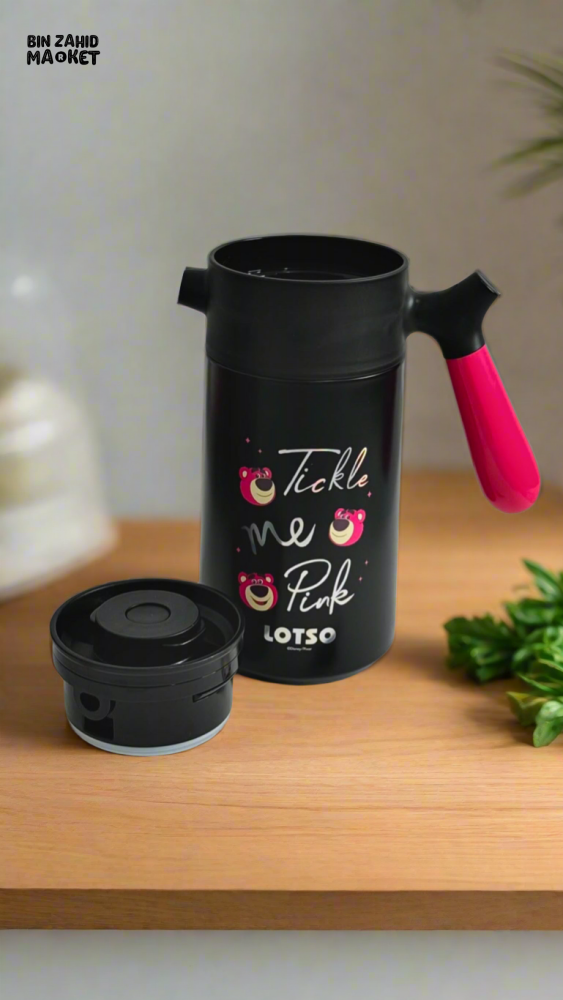 DISNEY STAINLESS STEEL VACUUM FLASK – THERMAL COFFEE POT WITH LID - LOTSO BEAR