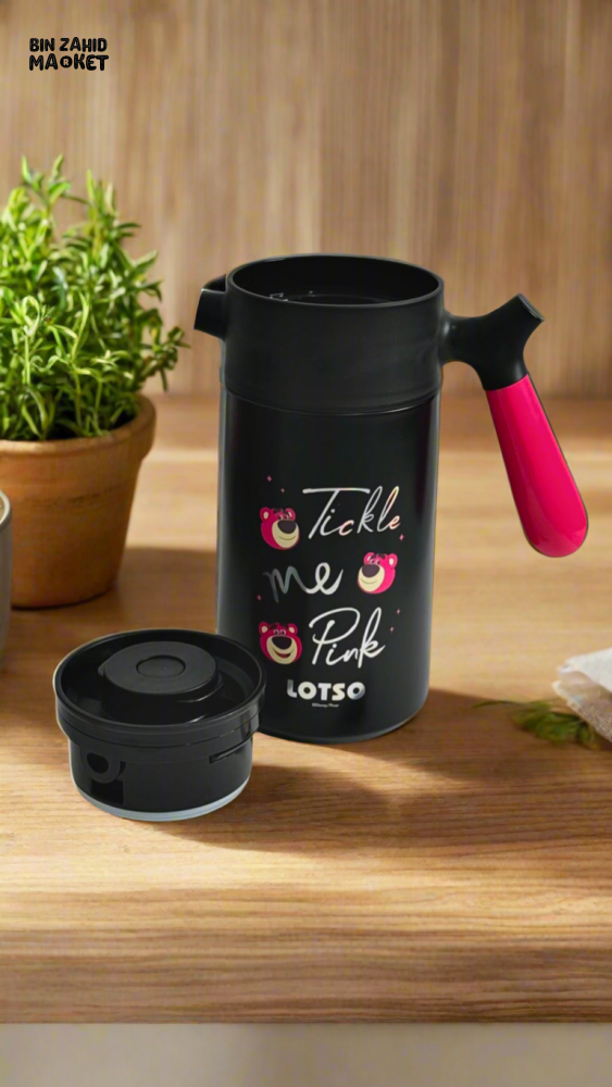 DISNEY STAINLESS STEEL VACUUM FLASK – THERMAL COFFEE POT WITH LID - LOTSO BEAR