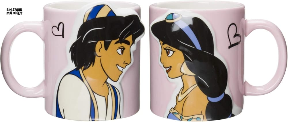 DISNEY X ALADDIN & JASMINE MUGS 3D EMBOSED MUGS SET 2 PIECES - 300ML
