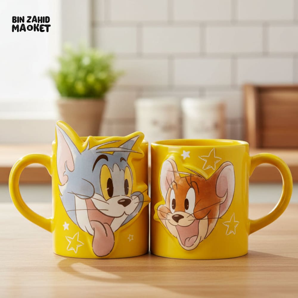 DISNEY X TOM & JERRY MUGS 3D EMBOSED MUGS SET 2 PIECES - 300ML