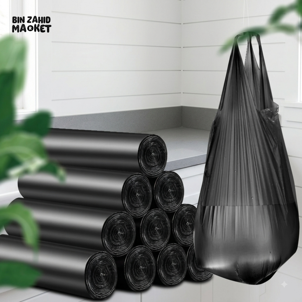 DISPOSABLE HEAVY DUTY GARBAGE BAGS WITH VEST HANDLES