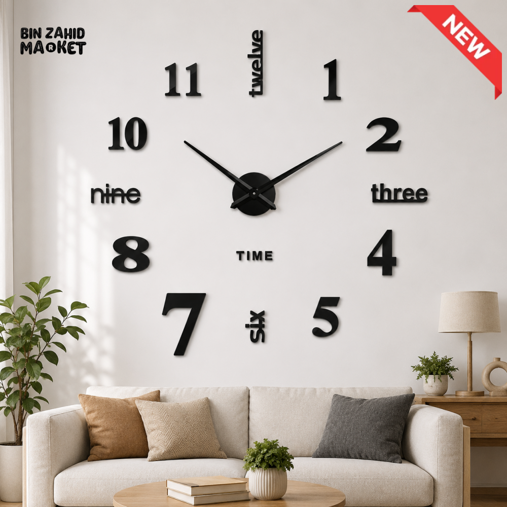 DIY LARGE 3D MIXED STYLE WALL CLOCK