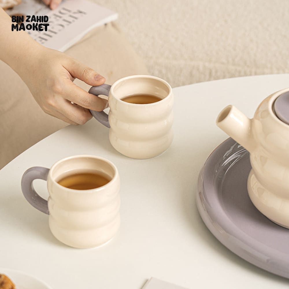 DONUT SERIES 13-PIECE CERAMIC TEA SET – ELEGANT GIFT BOX EDITION - GREEN PURPLE