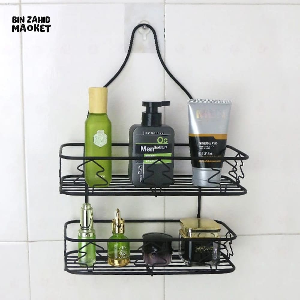 DOUBLE-LAYER DURABLE BATHROOM RACK Black