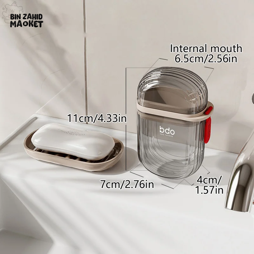 DOUBLE-LAYER SOAP BOX WITH LID PORTABLE & SEALED BATHROOM STORAGE CONTAINER
