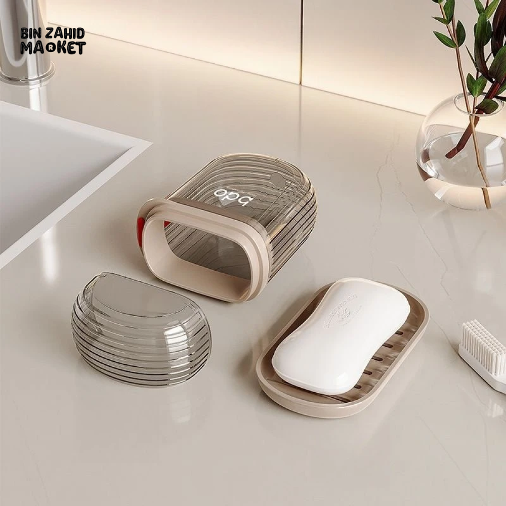 DOUBLE-LAYER SOAP BOX WITH LID PORTABLE & SEALED BATHROOM STORAGE CONTAINER
