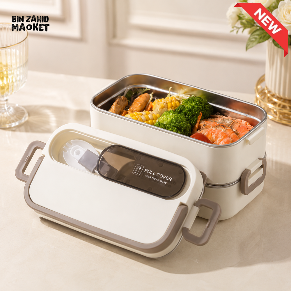 DOUBLE-LAYER STAINLESS STEEL BENTO LUNCH BOX