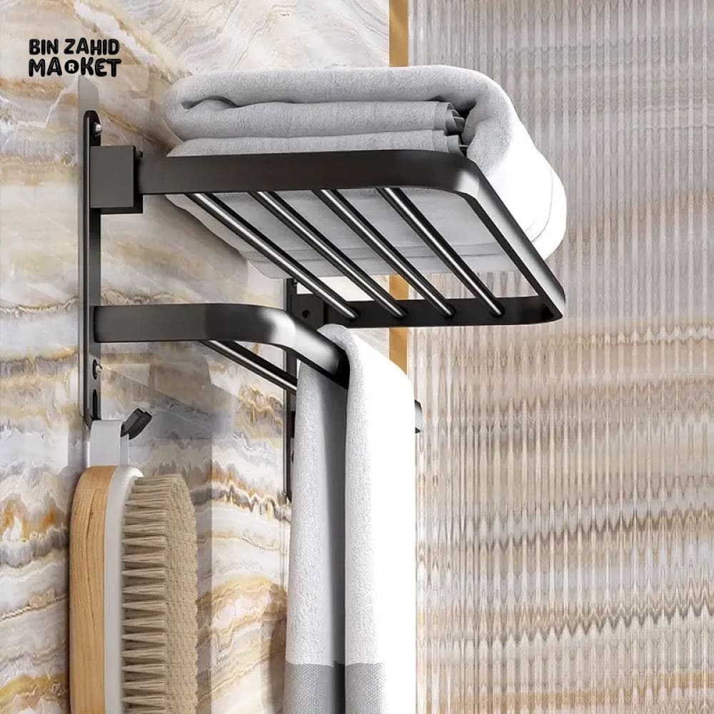 DOUBLE LAYERS FOLDING BATH TOWEL HOLDER