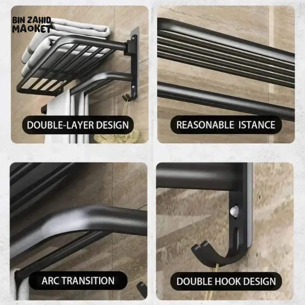 DOUBLE LAYERS FOLDING BATH TOWEL HOLDER