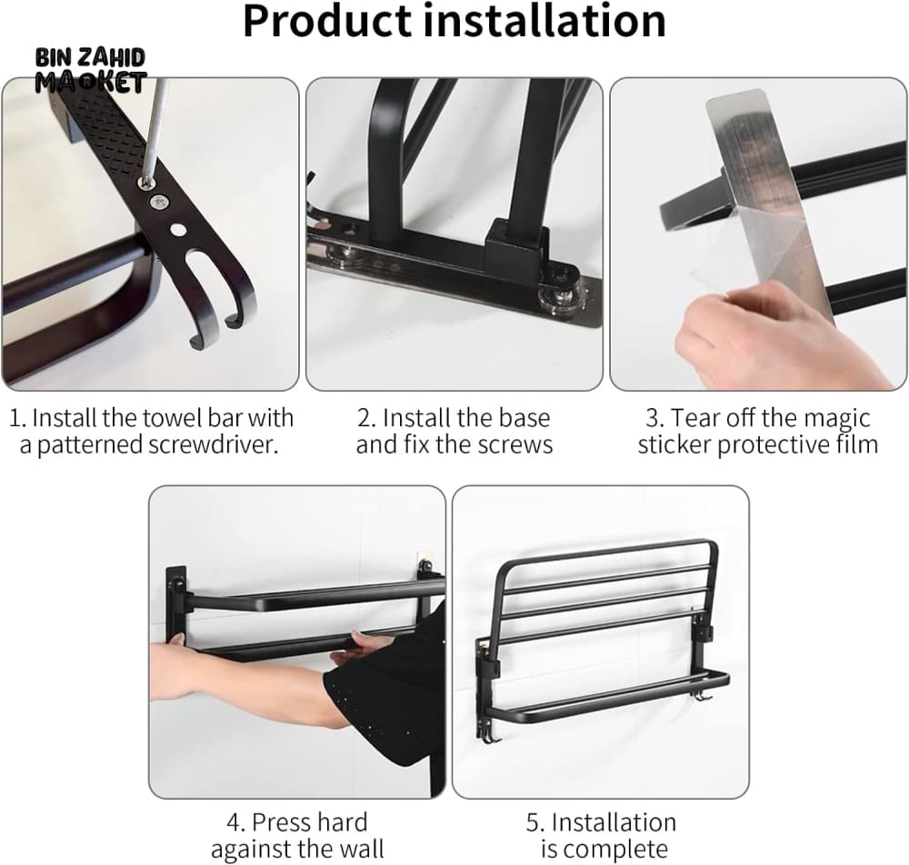 DOUBLE LAYERS FOLDING BATH TOWEL HOLDER