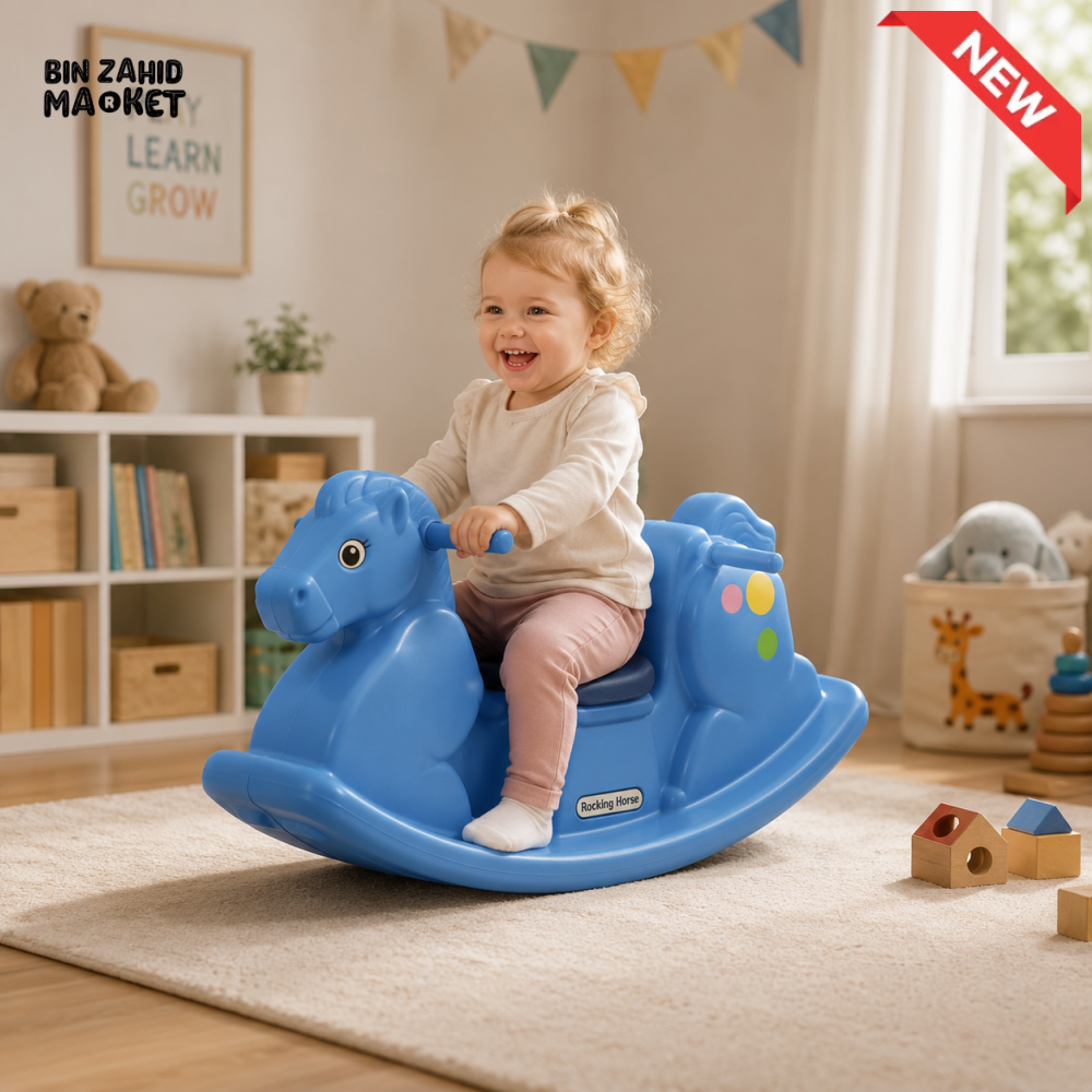 DOUBLE SEAT KIDS ROCKING HORSE - BLUE