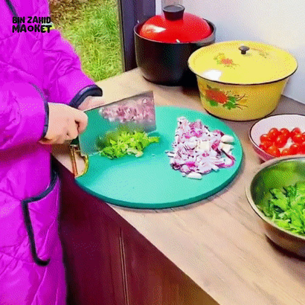 DOUBLE-SIDED CHOPPING BOARD ANTI-MILDEW NON-SLIP ROUND ROTATABLE CUTTING BOARD STANDABLE GREEN STICKY PAD FOR KITCHEN USE