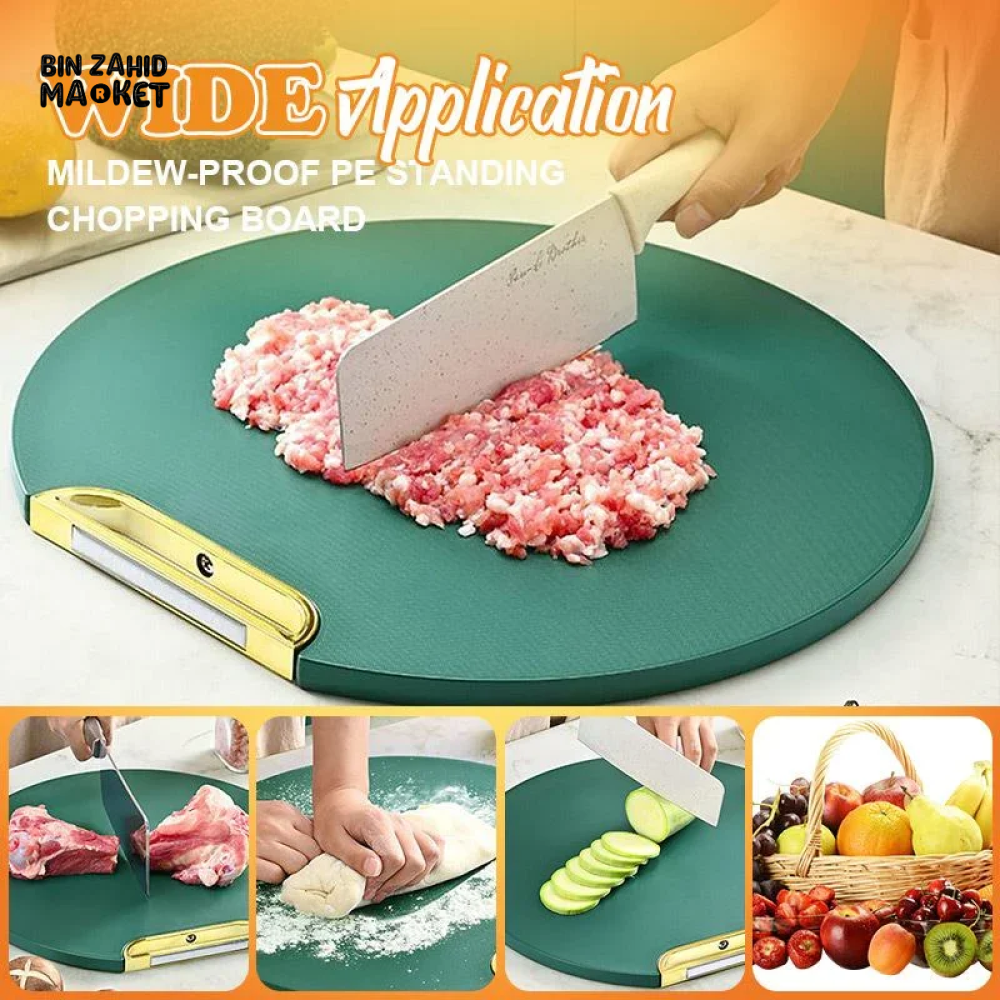 DOUBLE-SIDED CHOPPING BOARD ANTI-MILDEW NON-SLIP ROUND ROTATABLE CUTTING BOARD STANDABLE GREEN STICKY PAD FOR KITCHEN USE