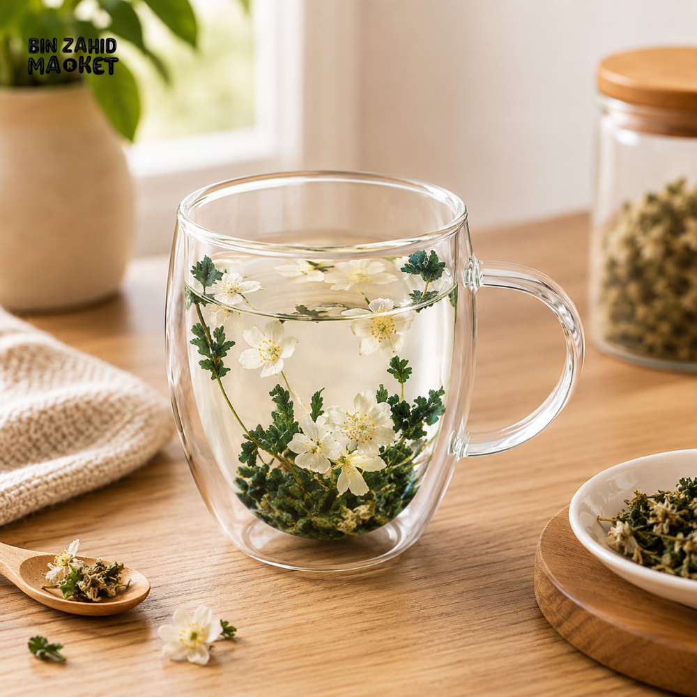 DOUBLE WALL BLOOMING TEA GLASS MUG - 350ML