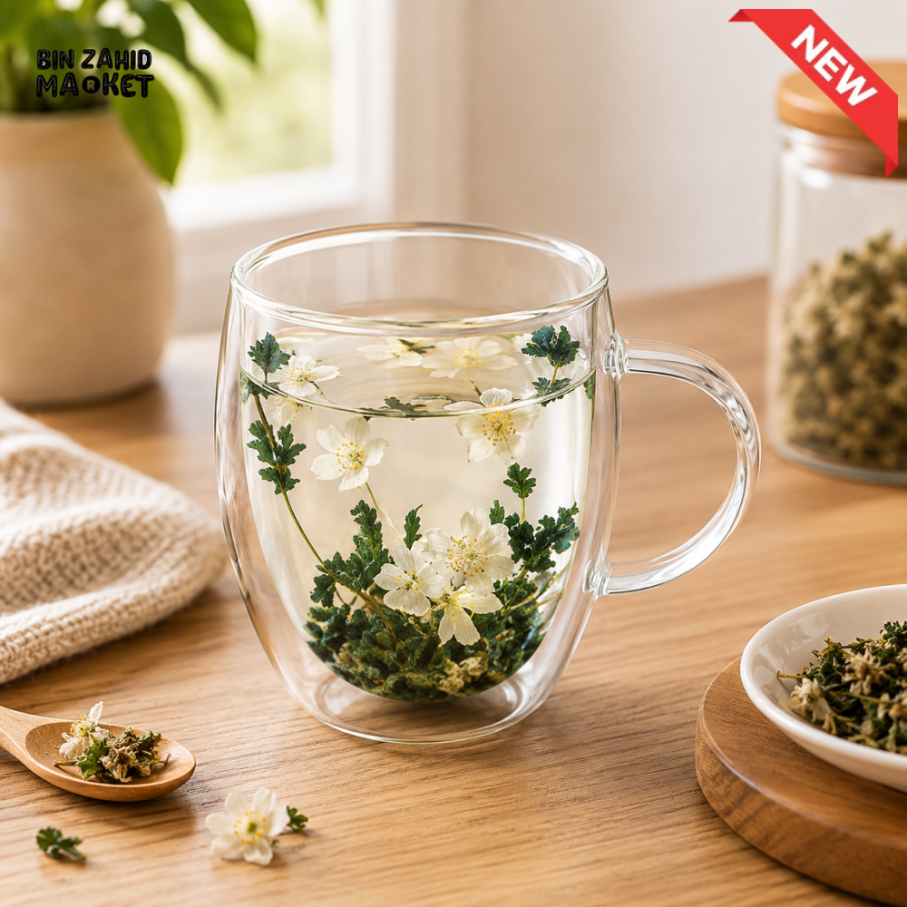 DOUBLE WALL BLOOMING TEA GLASS MUG - 350ML