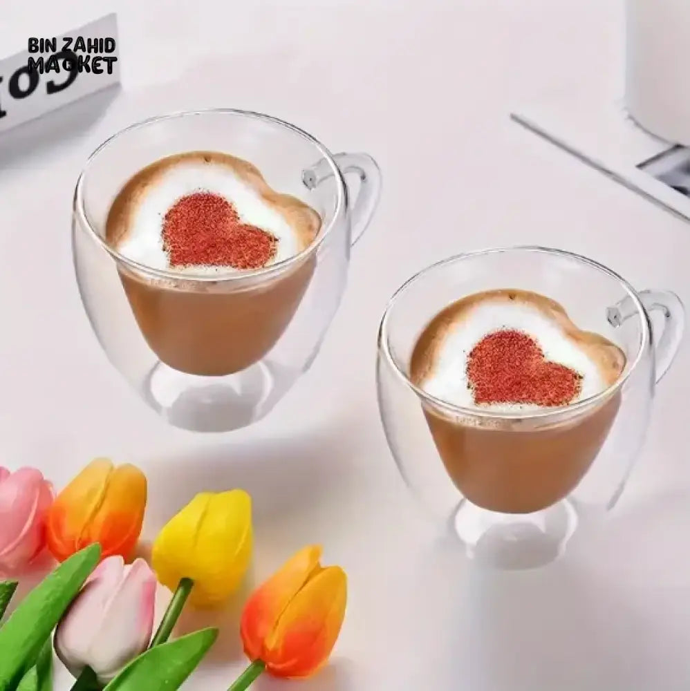 Double Wall Glass Mug | Heart