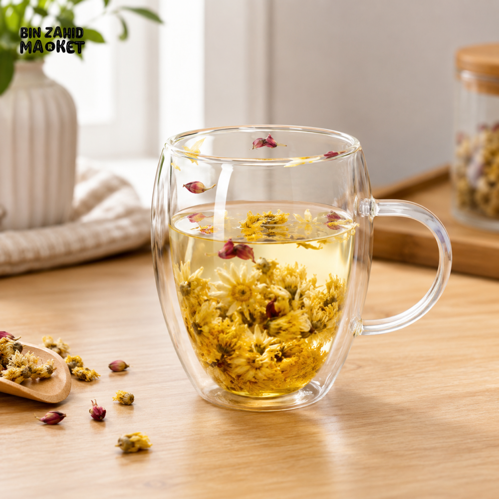 DOUBLE WALL GLASS TEA MUG - 350 ML